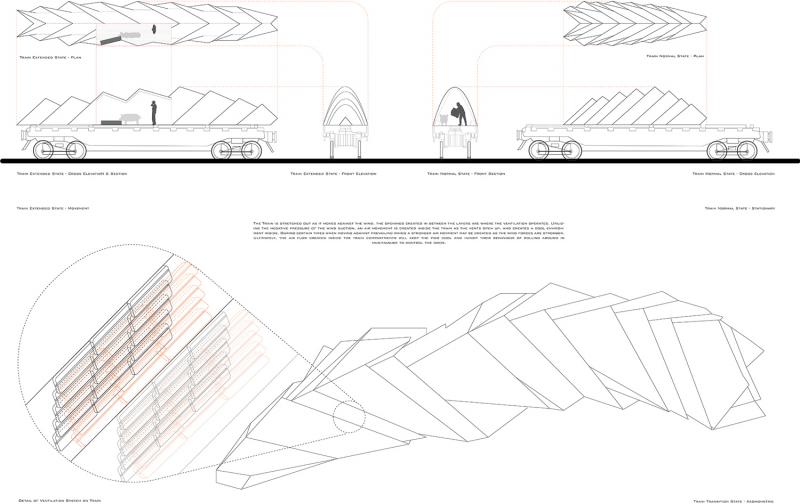 An initial proposal for the High Street Redevelopment, which fulfills the Technical Studies course requirement. A farm train which creates a self-generative air movement as the train is in motion to get rid of odors. 